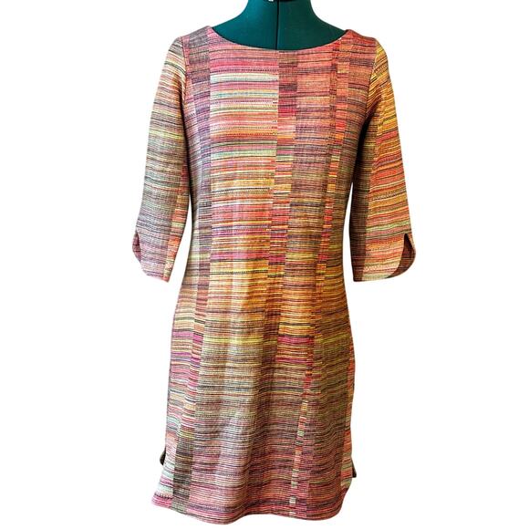 Uncle Frank Multicolor Textured Knit Shift Dress Pink Yellow Orange XS - Picture 2 of 5